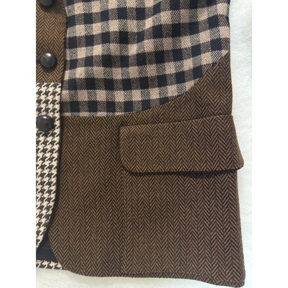 Vintage 90s NINETY Patchwork Wool Blazer – Statement Jacket Size 10 - Picture 6 of 14